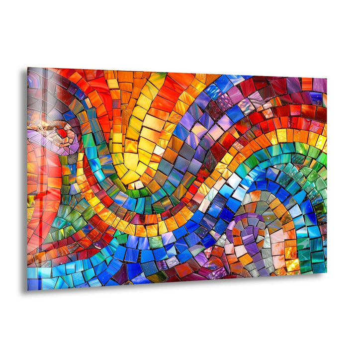 Circle Design Colored Stones Glass Wall Art print picture on glass, Tempered Glass Wall Art
