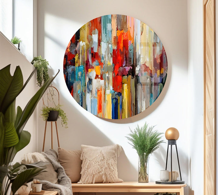 Abstract Colored Oil Paint Glass Wall Art glass image printing, glass prints from photos
