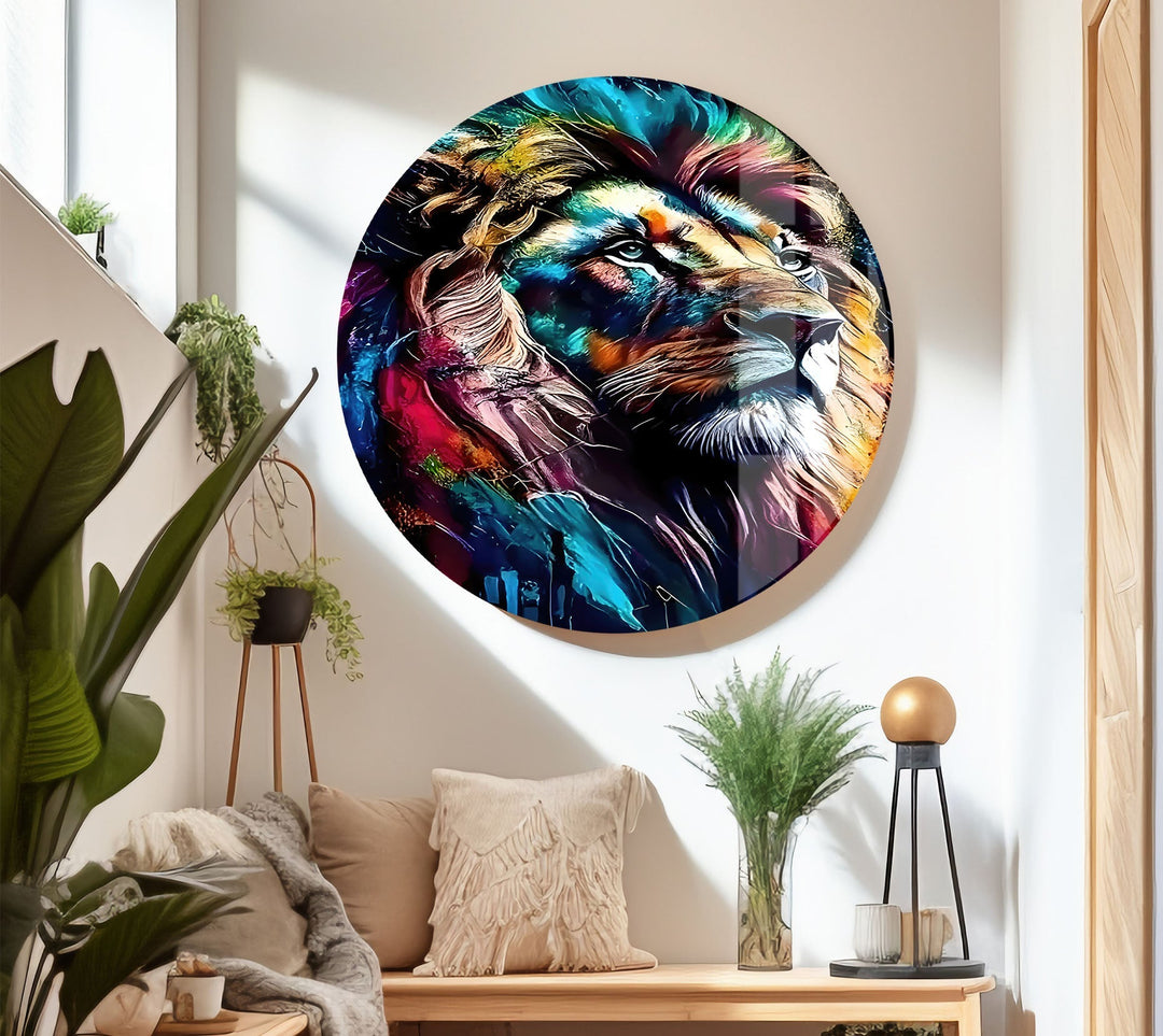 Colored Lion Art Glass Wall Art art glass wall art, glass wall art pictures
