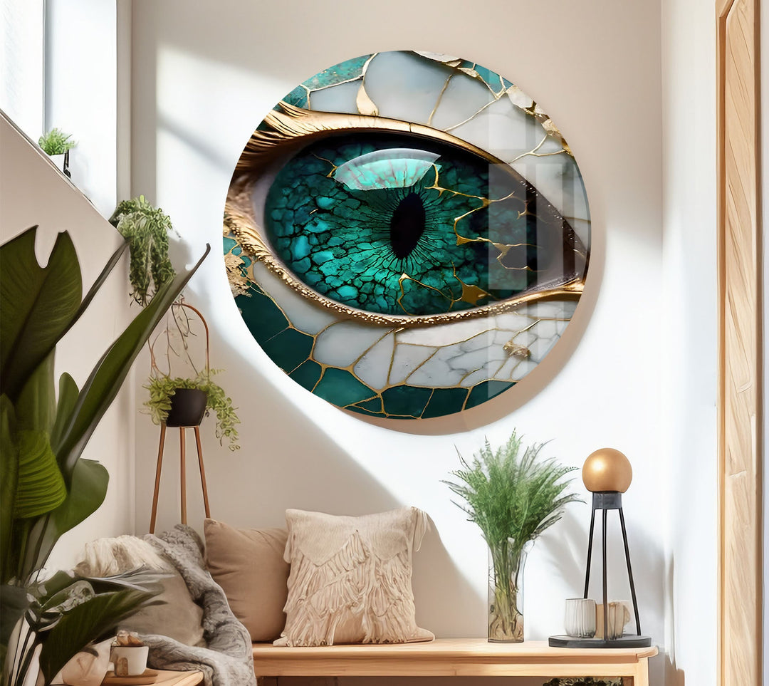 Marble Green Eye Glass Wall Art photo print on glass, prints on glass wall art
