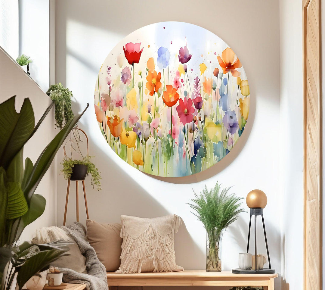 Colored Paint Flowers Glass Wall Art art glass wall art, glass wall art pictures
