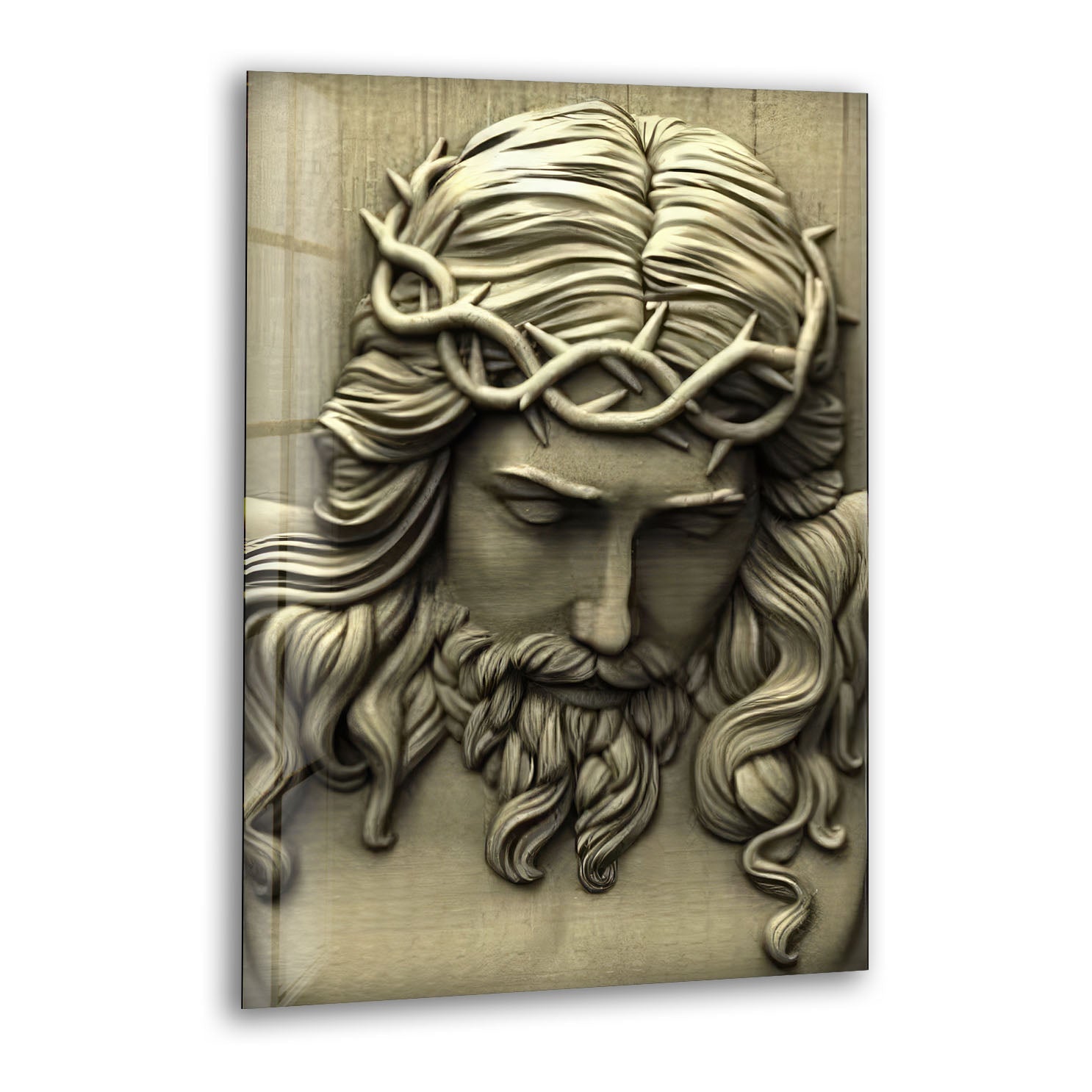 Ceramic Jesus Glass Wall Art print picture on glass, Tempered Glass Wall Art
