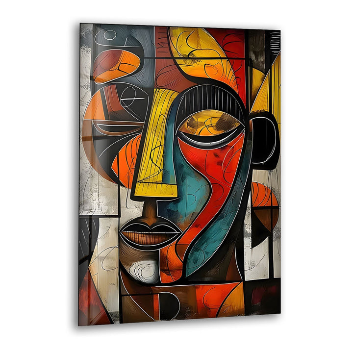 Yellow Brown Picasso Art Glass Wall Art glass photo prints, glass picture prints
