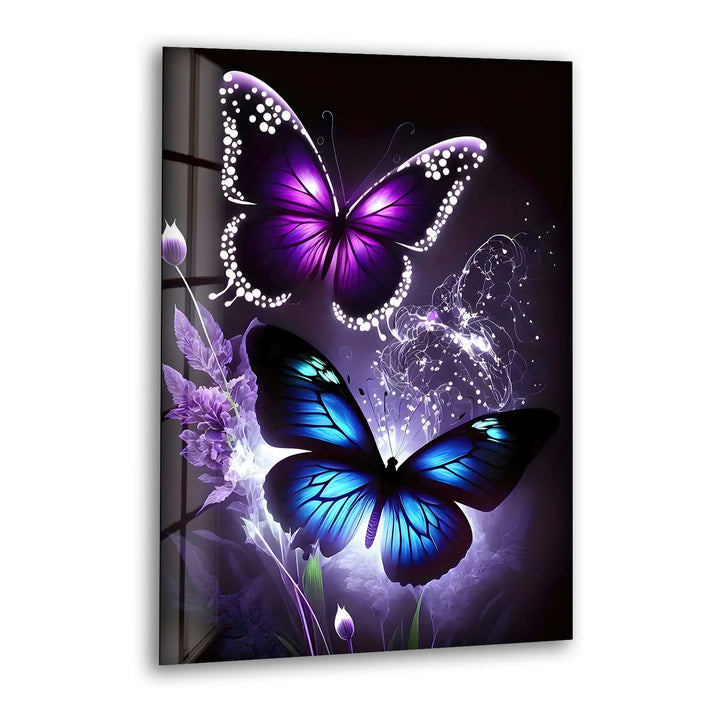 Blue & Purple Butterfly Glass Wall Art glass photo prints, glass picture prints