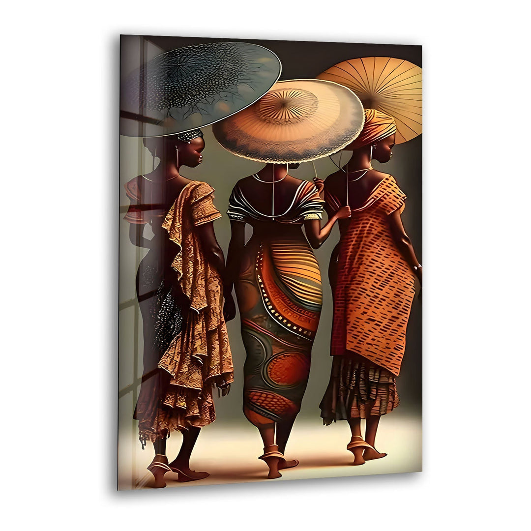 African Womans with Umbrella Glass Wall Art Glass Printing Wall Art, Print photos on glass
