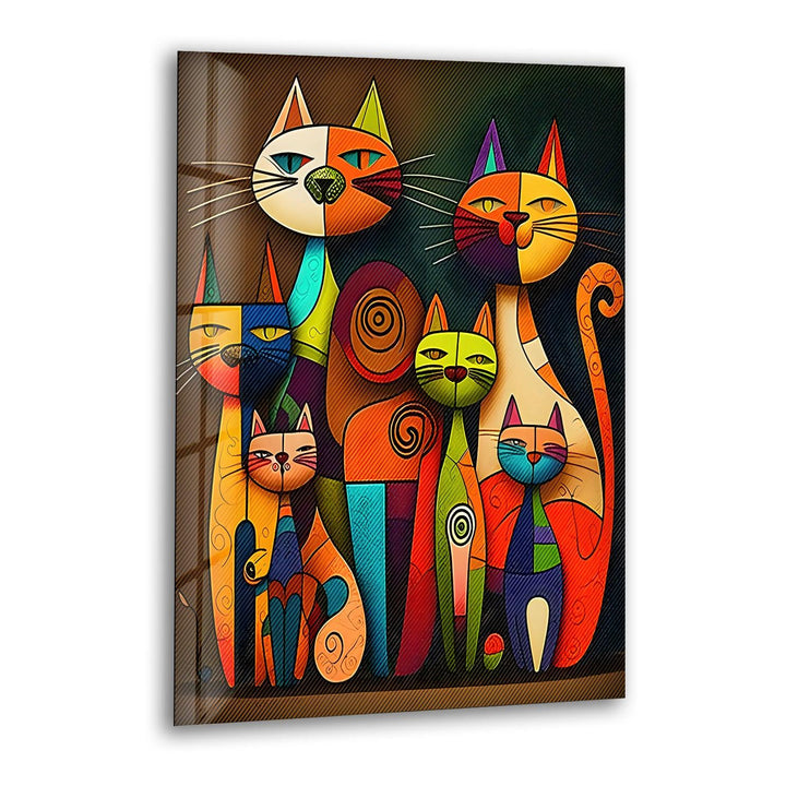 Colored Cats Glass Wall Art large glass photo prints, glass wall photos
