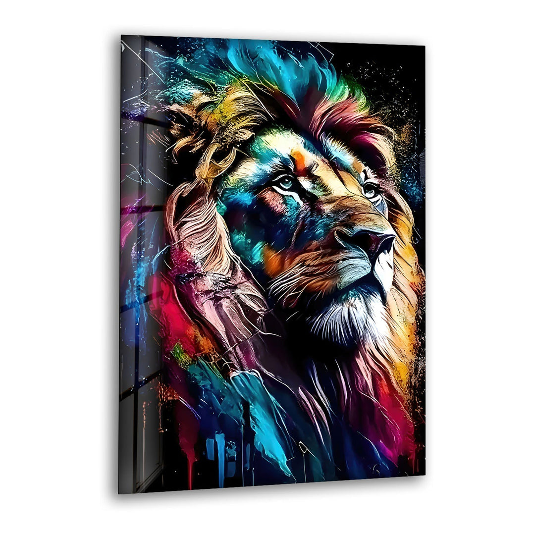 Colored Lion Art Glass Wall Art glass wall decor, glass wall art decor
