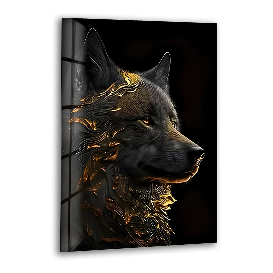 Noble Black Wolf Glass Wall Art Glass Printing Wall Art, Print photos on glass
