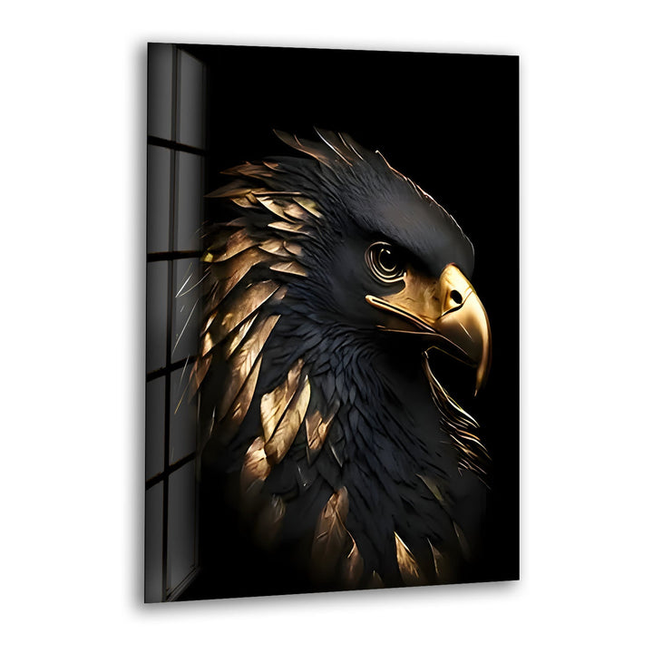 Black Gold Eagle Glass Wall Art Glass Printing Wall Art, Print photos on glass
