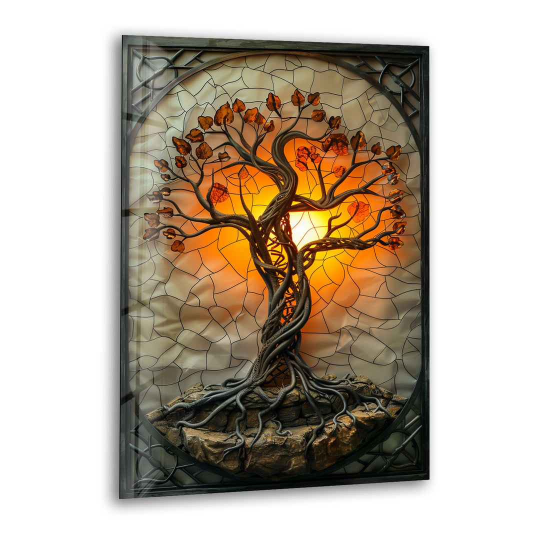 Gothic Stained Tree Glass Wall Art print picture on glass, Tempered Glass Wall Art
