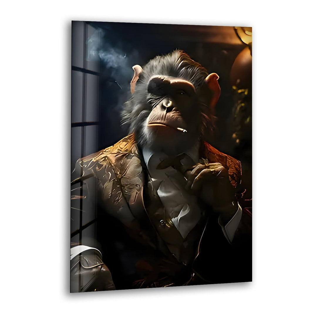 Monkey Smoking Glass Wall Art Glass Printing Wall Art, Print photos on glass
