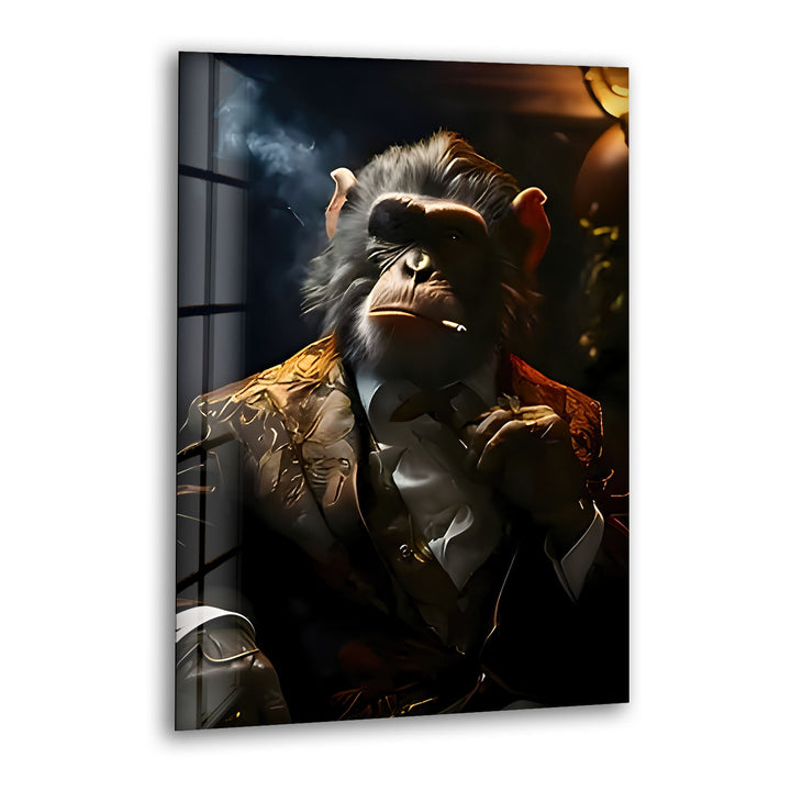 Business Monkey Glass Wall Art photo print on glass, prints on glass wall art
