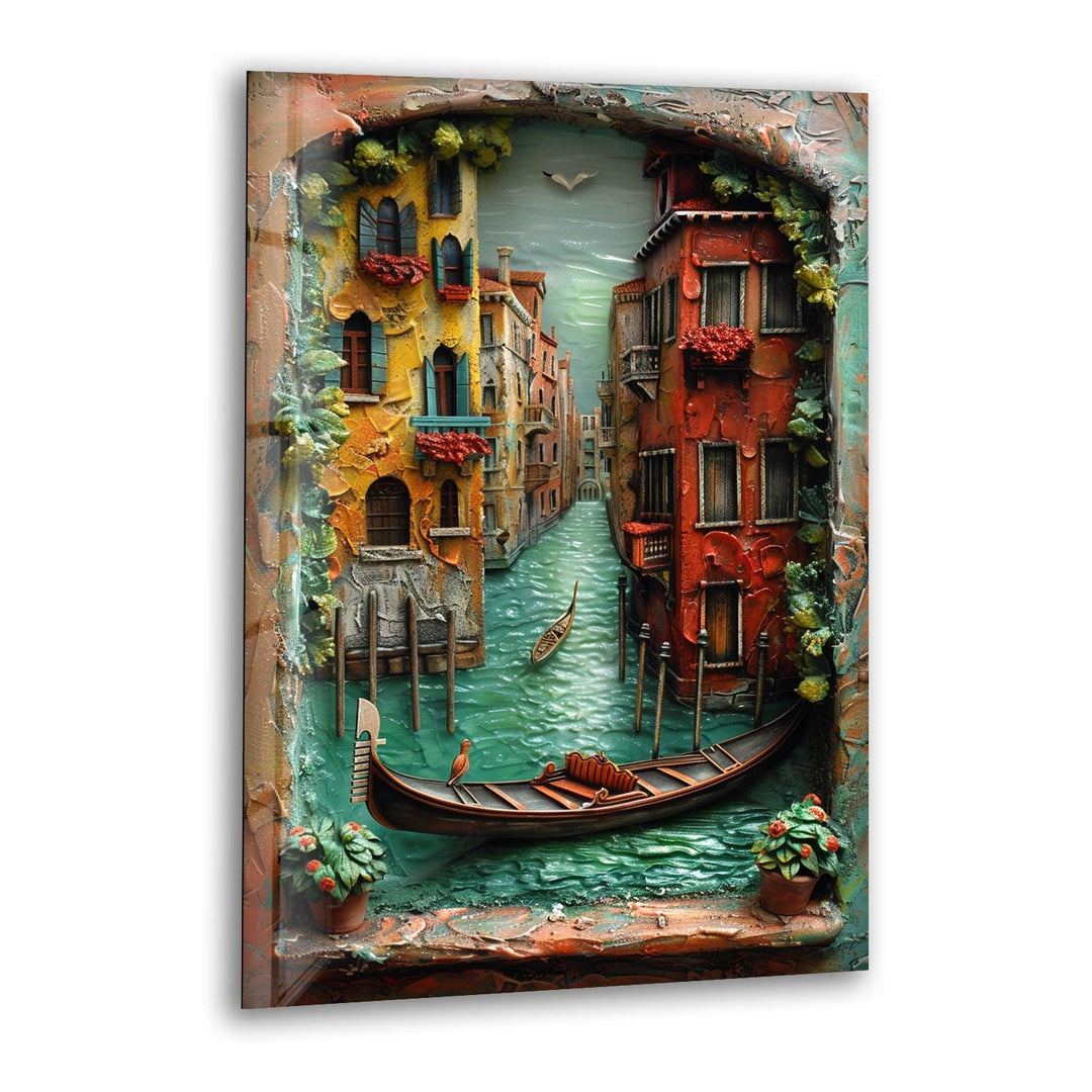 Vintage Venice Clay Art Glass Wall Art glass art painting, glass art for the Wall
