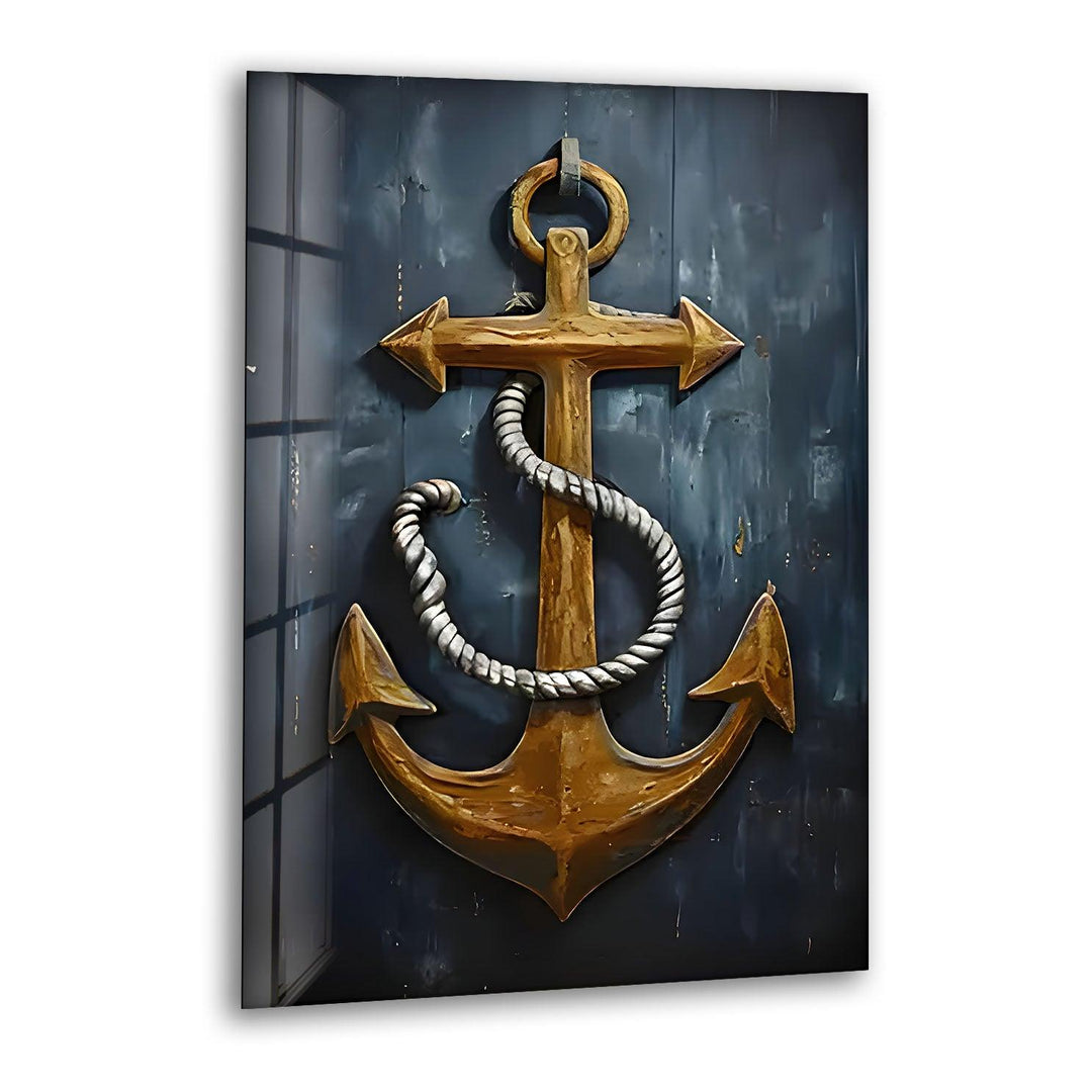 Ship Anchor & Rope Glass Wall Art stained glass wall art, stained glass wall decor
