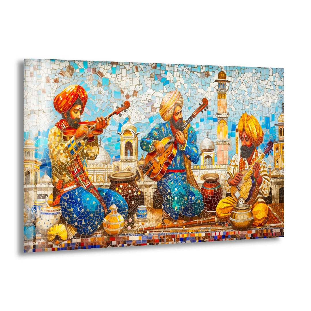 Mosaic Rajasthani City Glass Wall Art glass wall decor, glass wall art decor
