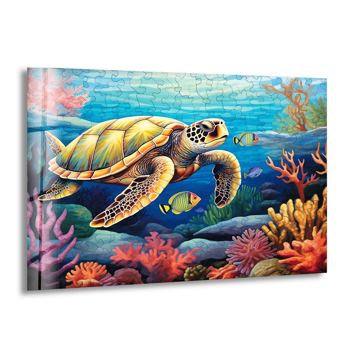 Sea Turtle Puzzle Glass Wall Art stained glass wall art, stained glass wall decor
