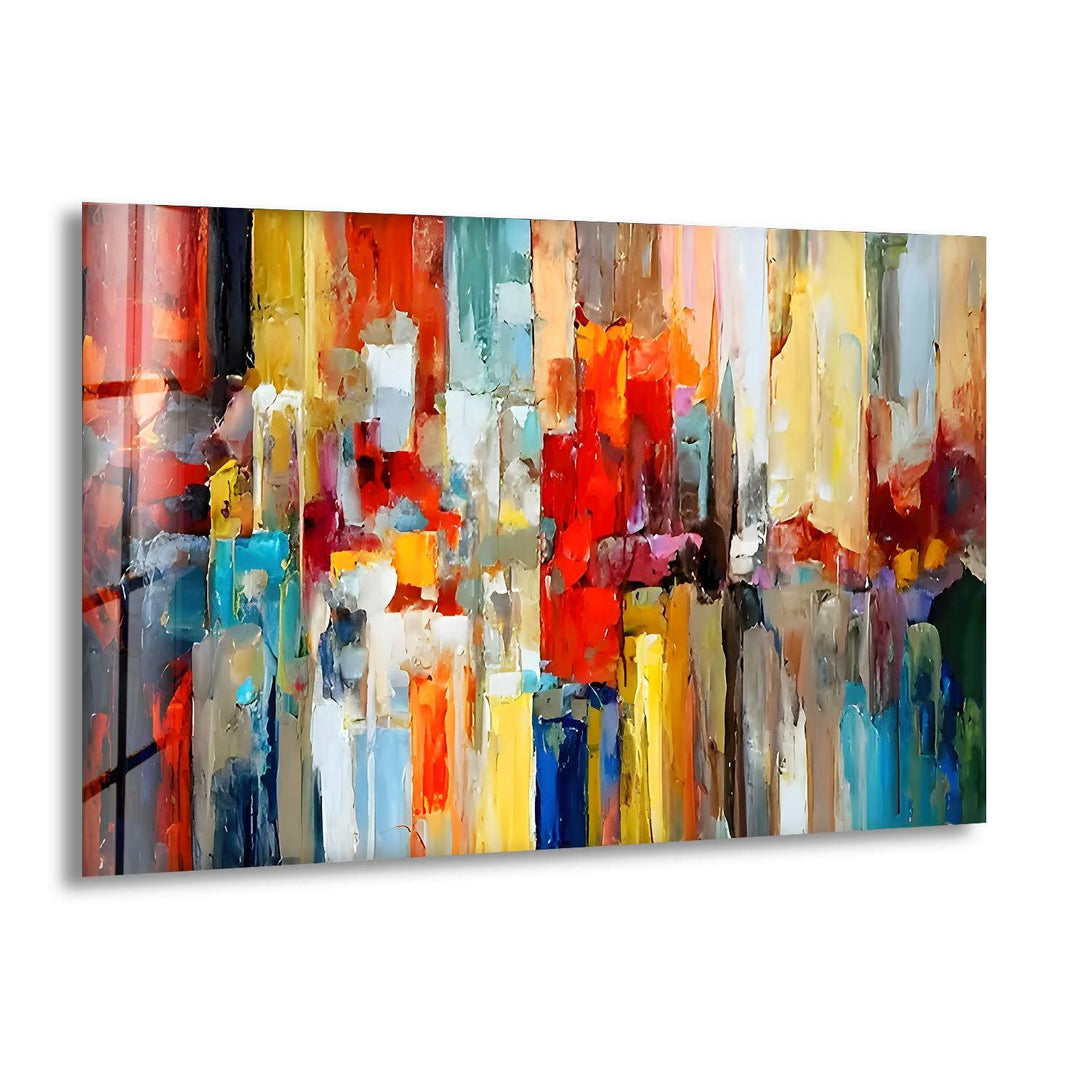 Abstract Colored Oil Paint Glass Wall Art print picture on glass, Tempered Glass Wall Art
