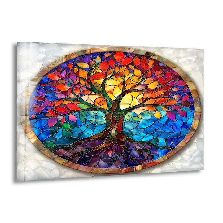 Red & Blue Tree of Life Art Glass Wall Art art glass wall art, glass wall art pictures
