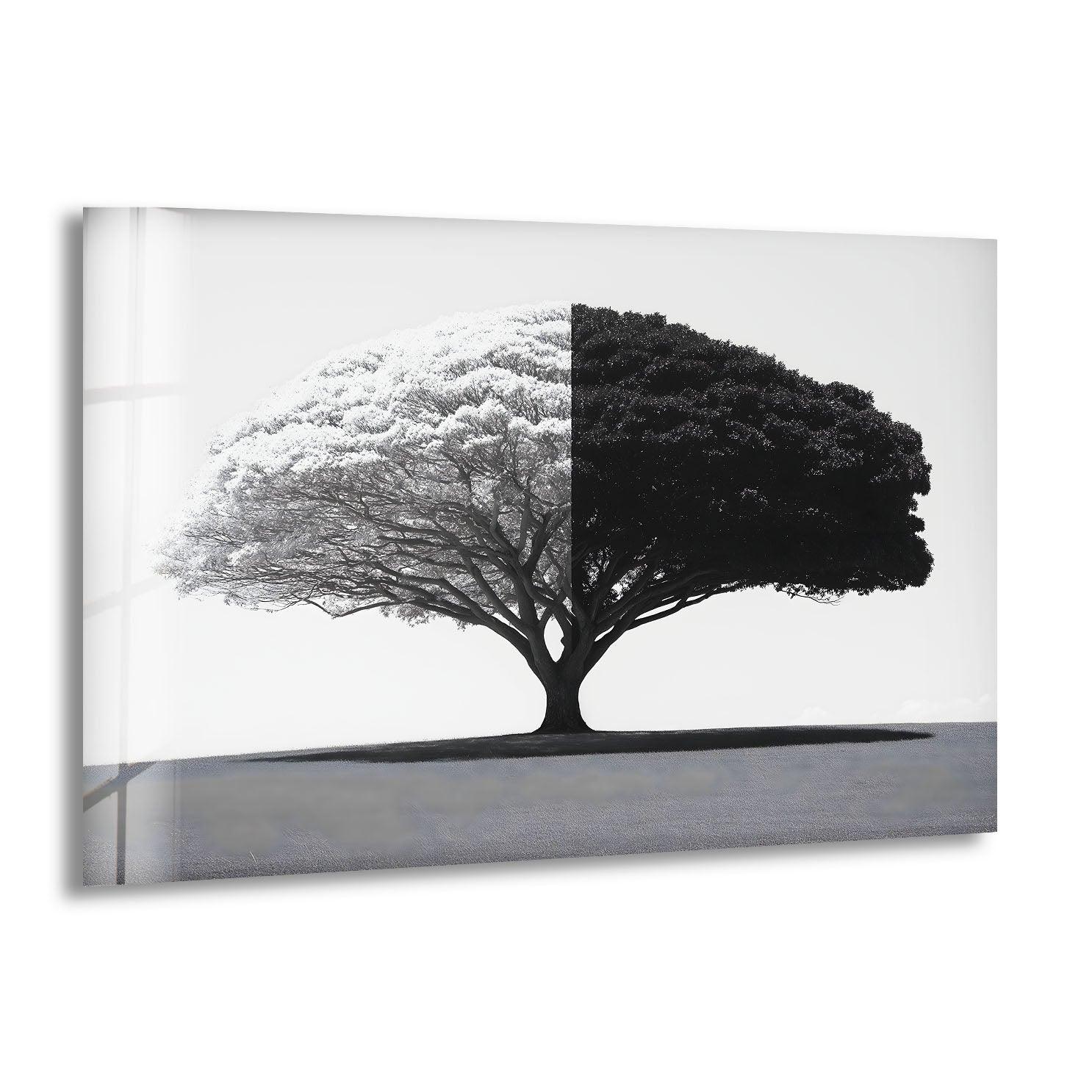 Black and White Tree Glass Wall Art glass pictures for Wall, glass prints wall art
