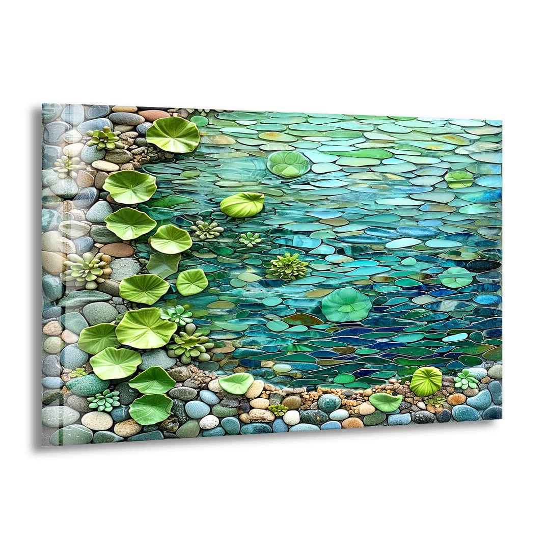 Riverside Land Pebbles & Water Glass Wall Art glass image printing, glass prints from photos
