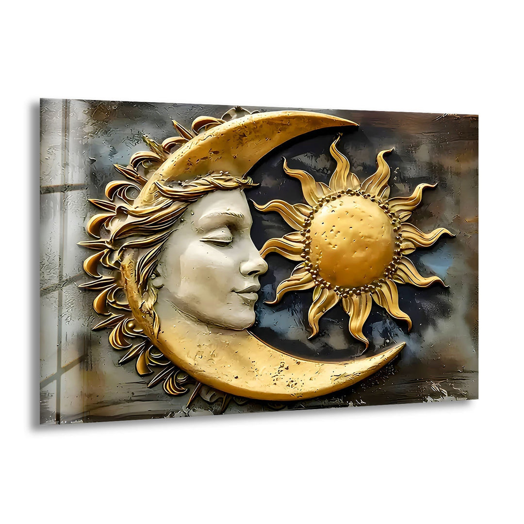 Sun and Moon Art Glass Wall Art glass wall decor, glass wall art decor
