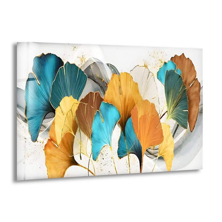 Turquoise & Orange Flower Glass Wall Art stained glass wall art, stained glass wall decor
