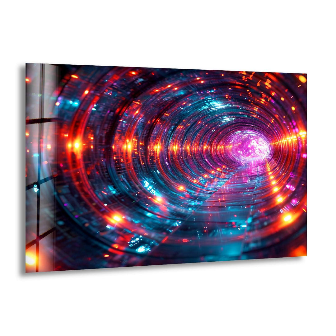 Deep Rabbit Hole of Glowing Alien Glass Wall Art photo print on glass, prints on glass wall art
