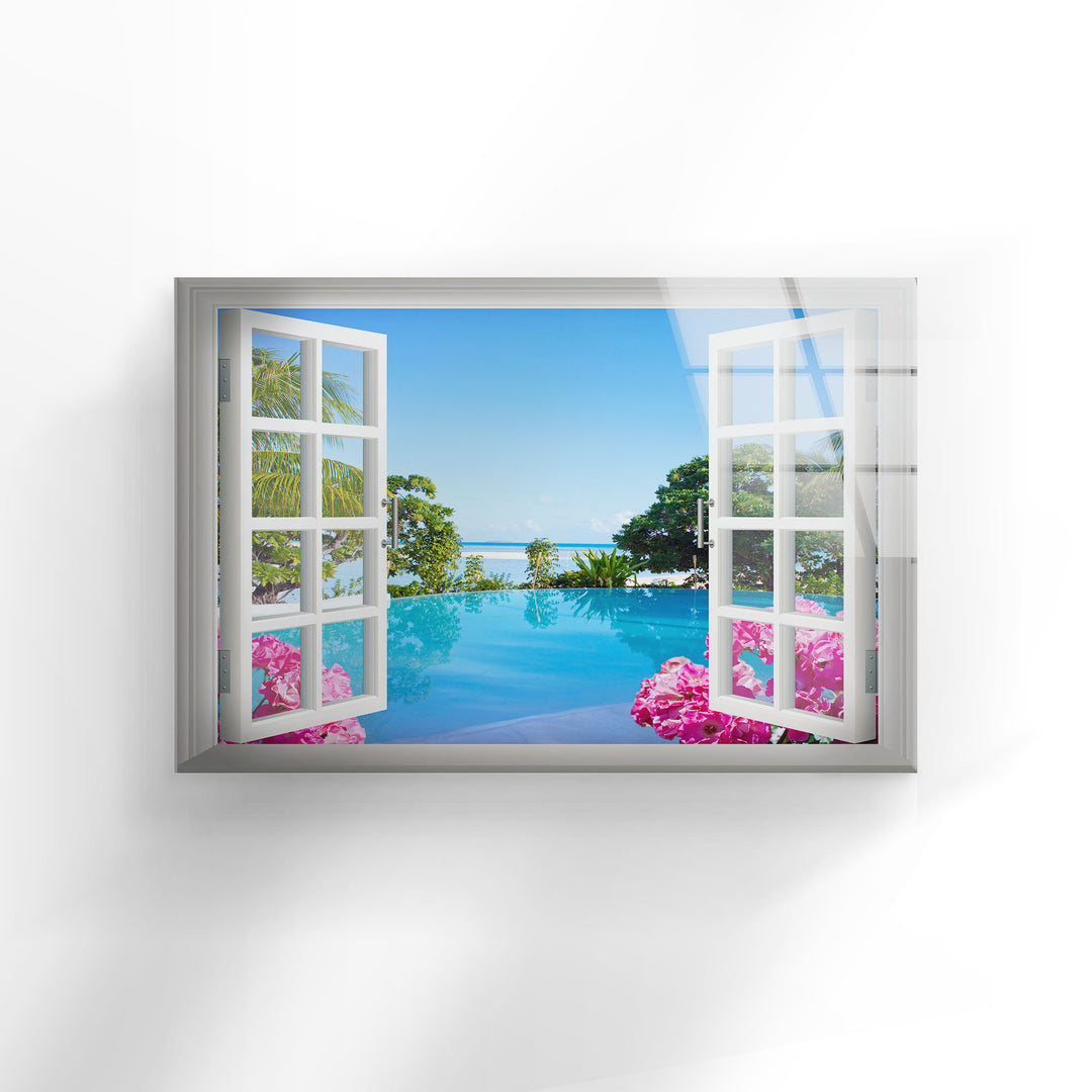 Ocean View Window Glass Wall Art picture on glass wall art, photos printed on glass