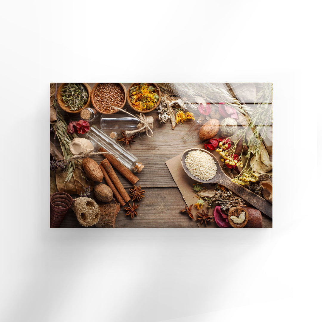 Spices Food Glass Wall Art, print picture on glass, Tempered Glass Wall Art