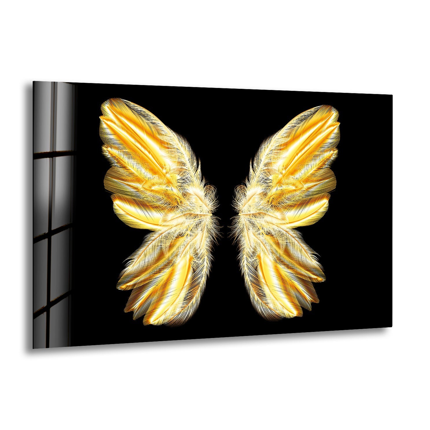 Golden Butterfly Glass Wall Art print picture on glass, Tempered Glass Wall Art