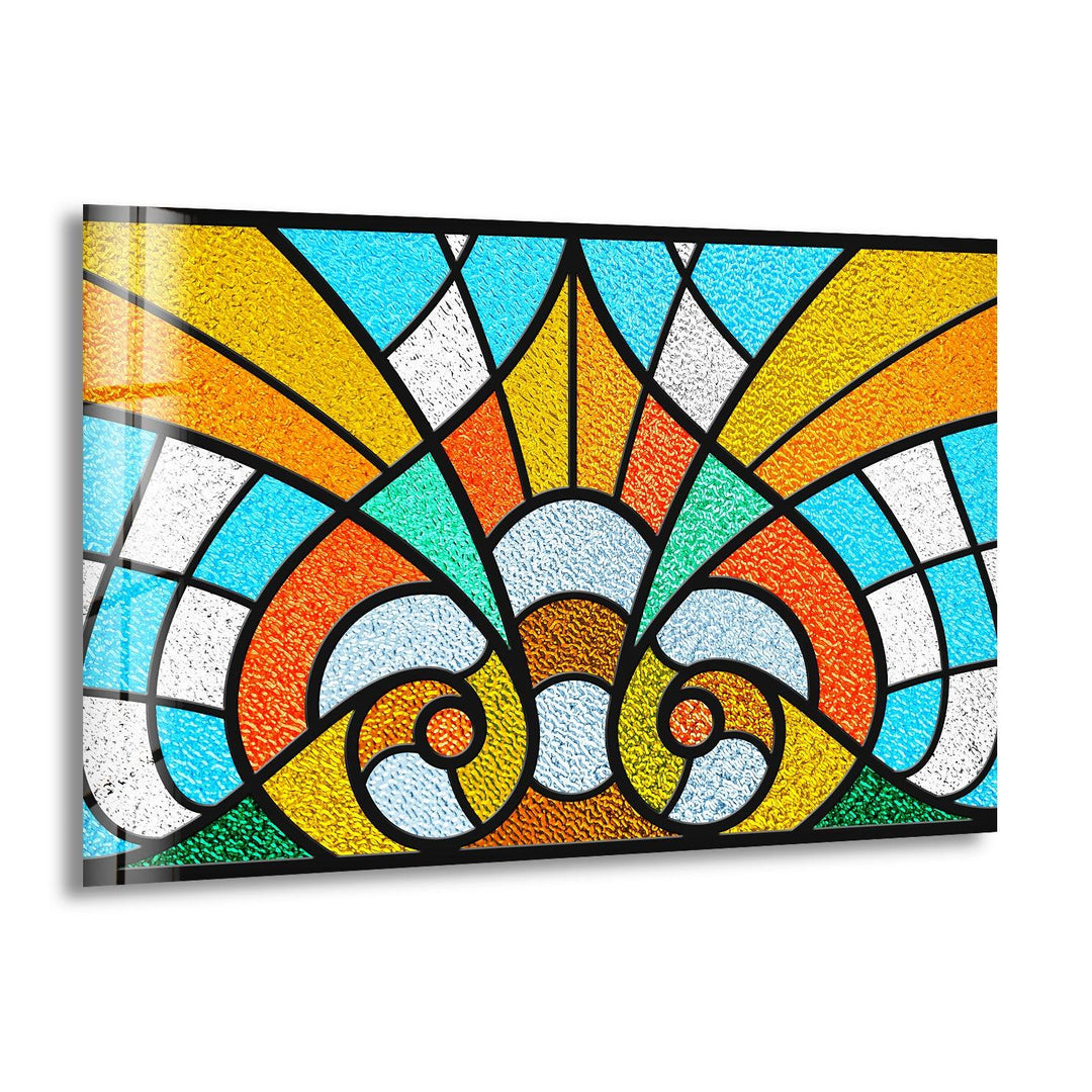 Stained Orange & Blue Glass Wall Art glass art painting, glass art for the Wall