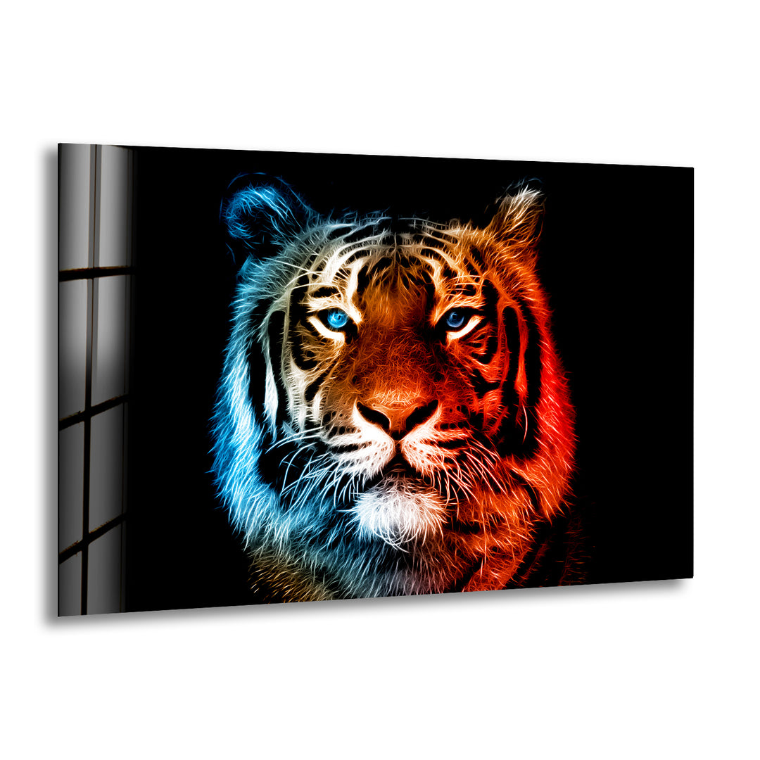 Tiger Portrait Glass Wall Art photo print on glass, prints on glass wall art