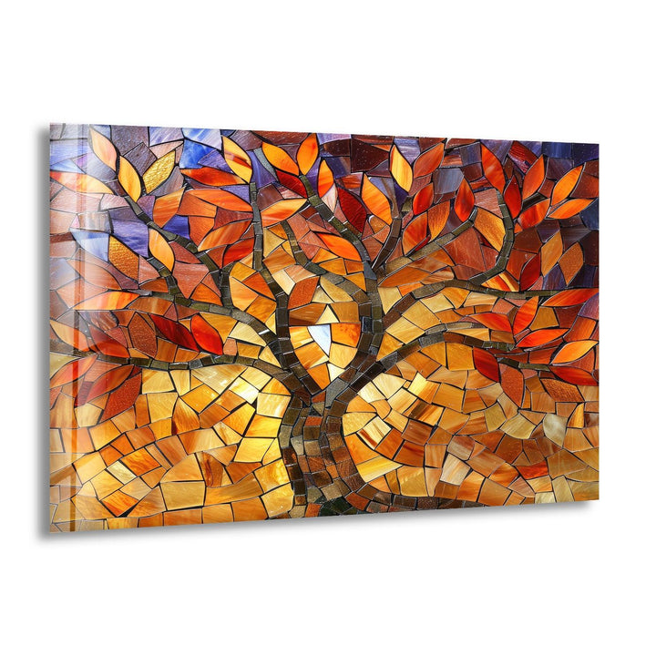 Mosaic Tree of Life Glass Wall Art picture on glass wall art, photos printed on glass