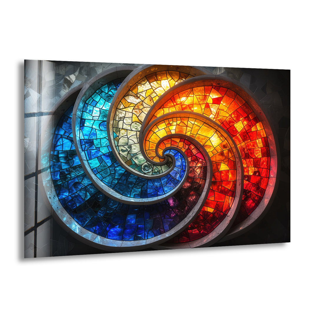 Red & Blue Fractal Glass Wall Art glass pictures for Wall, glass prints wall art