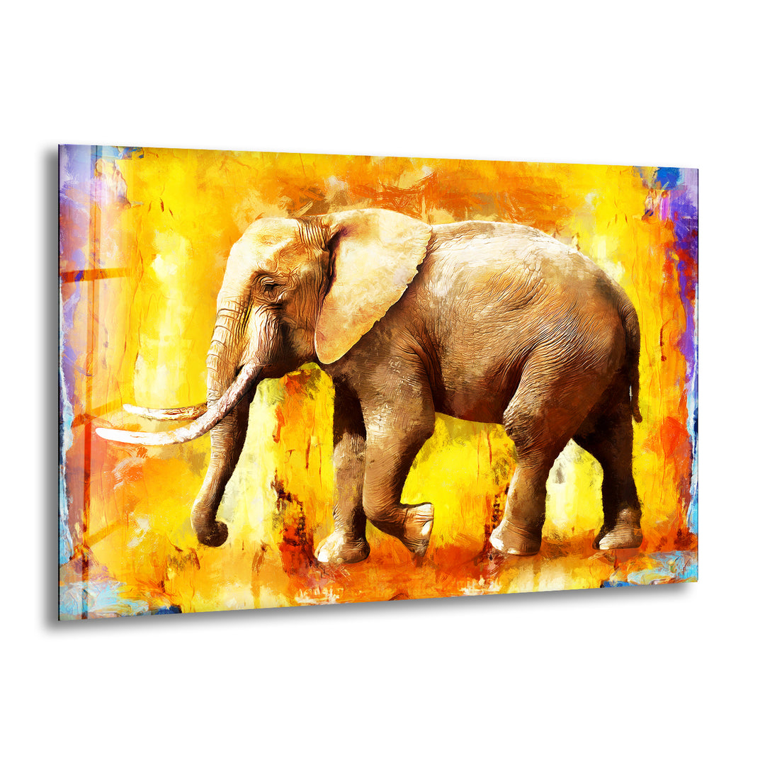 Elephant Painting Glass Wall Art glass image printing, glass prints from photos