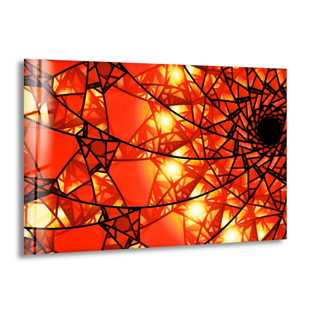 Red Stained Floral Glass Wall Art custom glass pictures, glass art prints