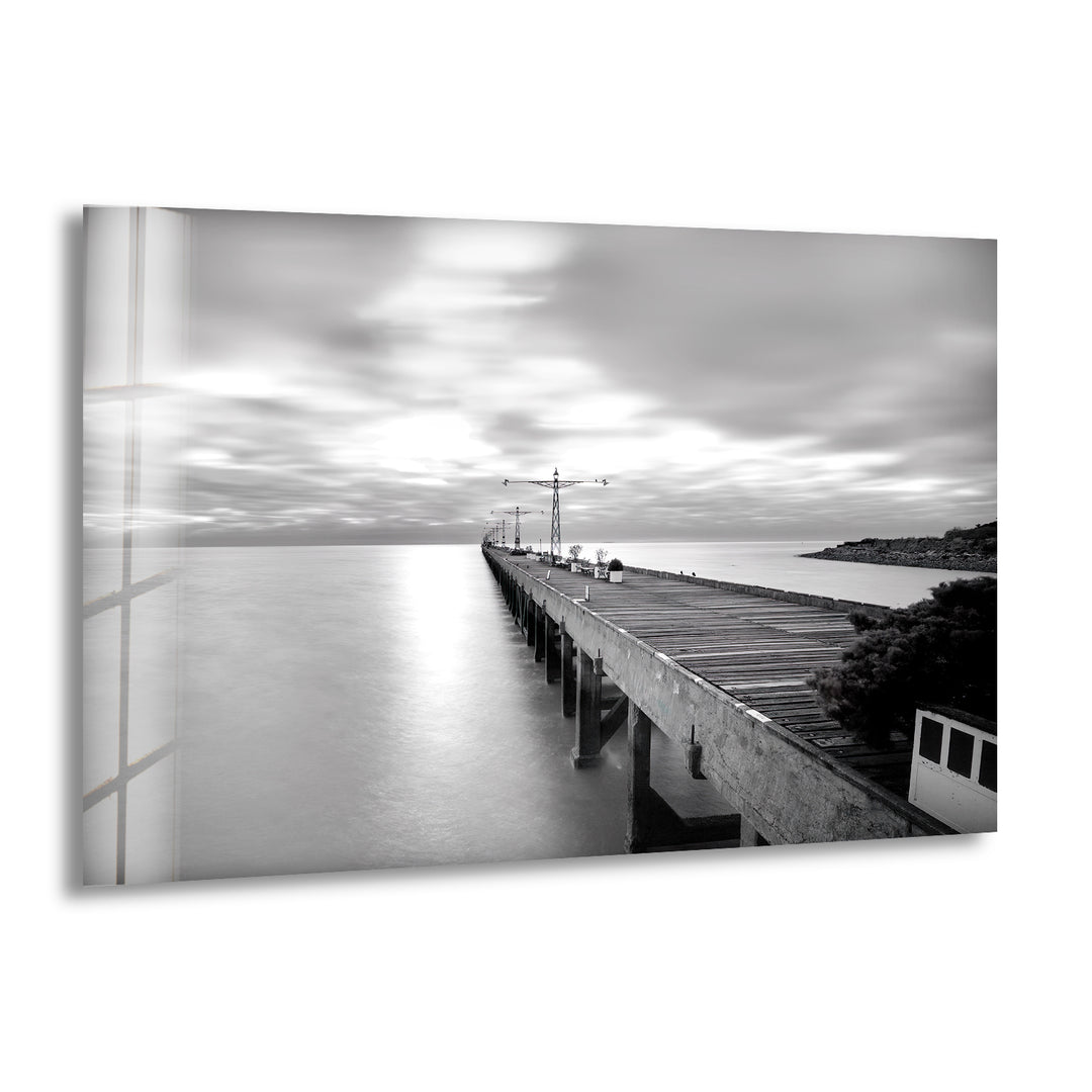 Black & White Dock Glass Wall Art glass photo prints, glass picture prints