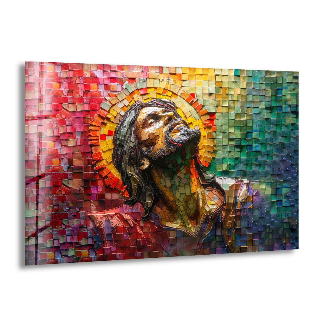 Stained Portrait of Jesus Glass Wall Art custom glass pictures, glass art prints