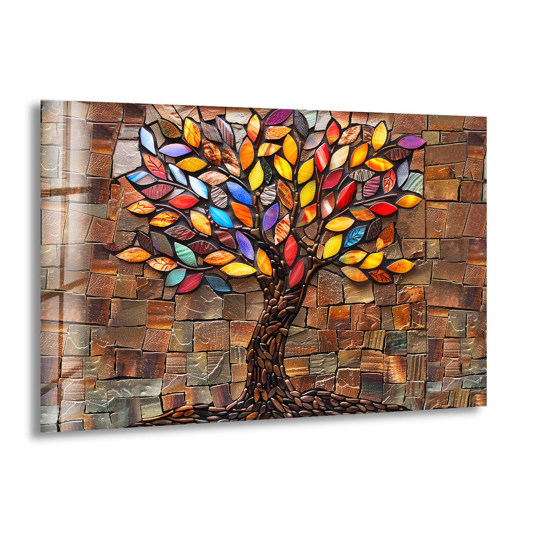 Mosaic Tree of Life Brown Glass Wall Art custom glass pictures, glass art prints