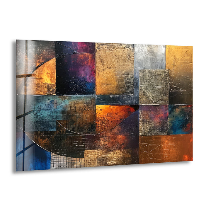 Abstract Colored Geometric Glass Wall Art glass pictures for Wall, glass prints wall art