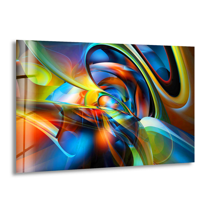 Vibrant & Futuristic Abstract Glass Wall Art print picture on glass, Tempered Glass Wall Art
