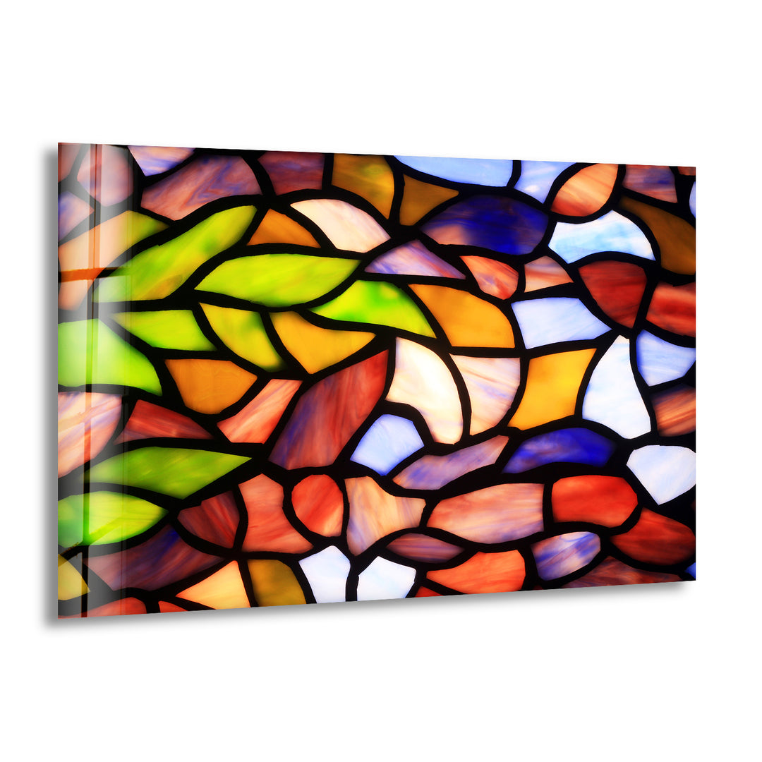 Stanied Colored Leafs Glass Wall Art glass art painting, glass art for the Wall