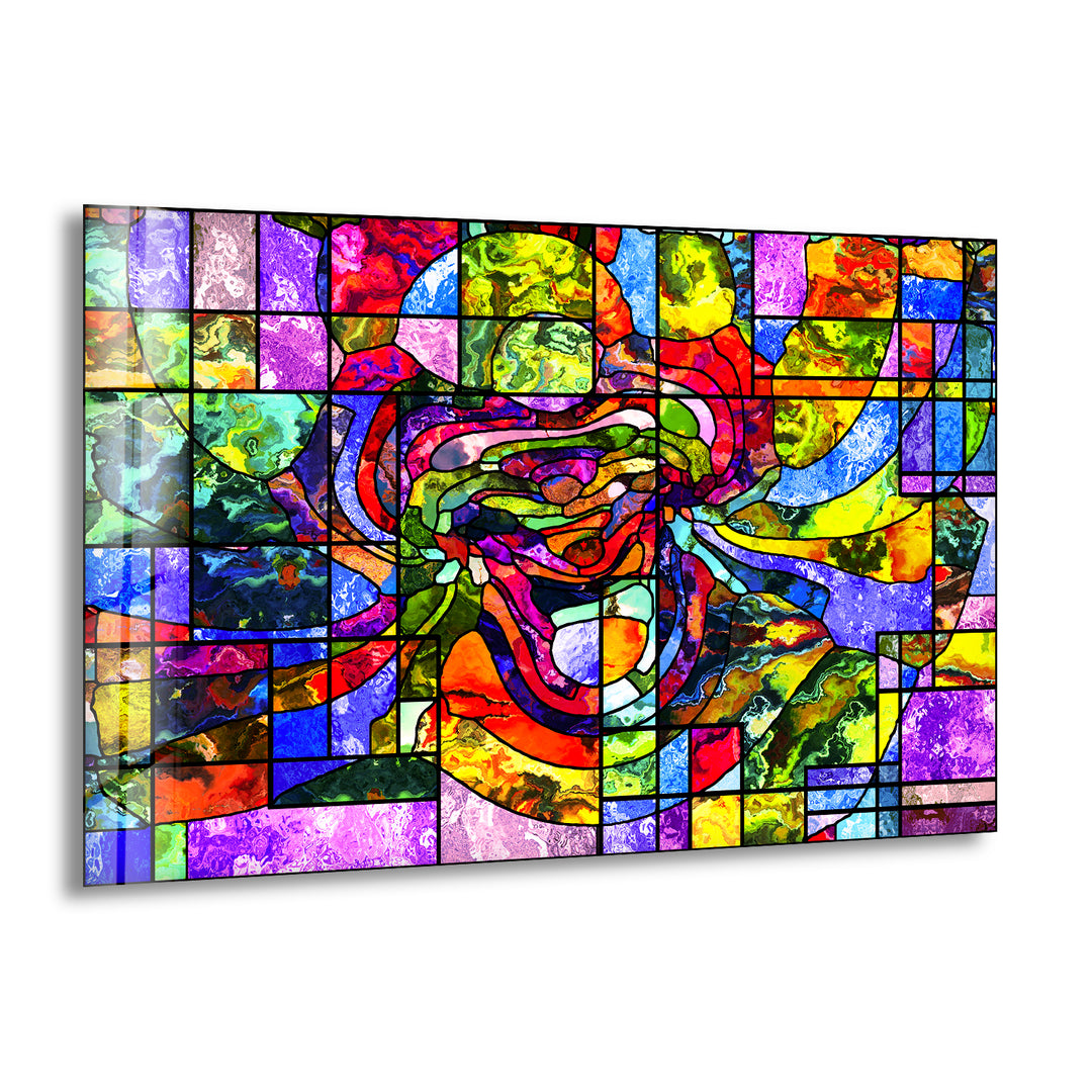 Geometric Mosaic Stained Glass Wall Art glass pictures for Wall, glass prints wall art
