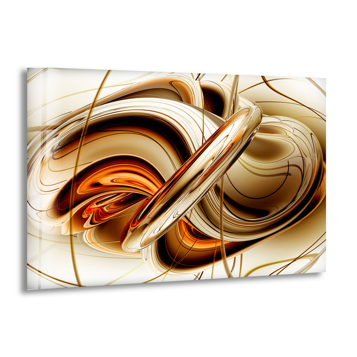 Brown Modern Fractal Art Glass Wall Art