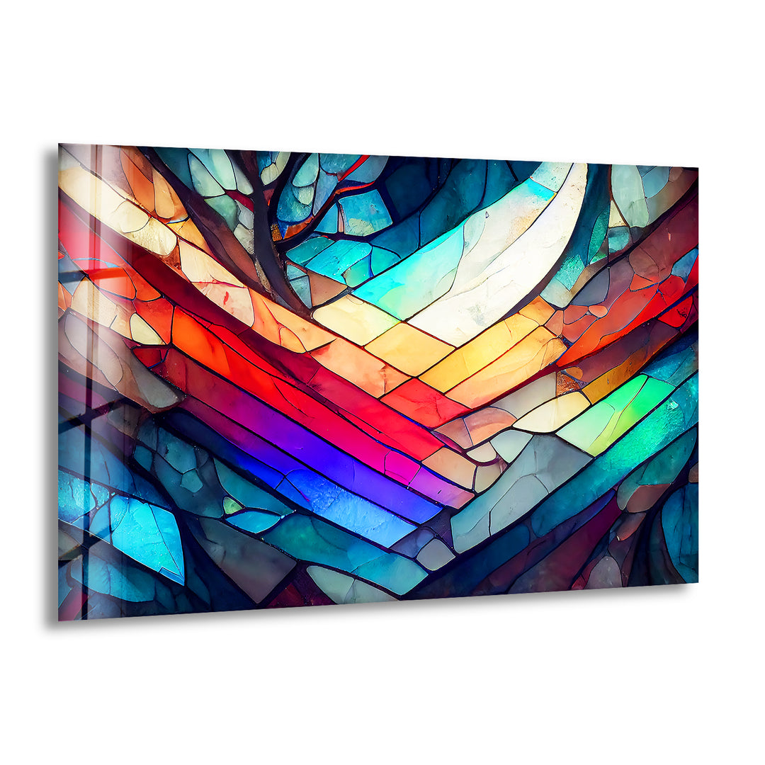 Vibrant Colorful Stained Glass Wall Art print picture on glass, Tempered Glass Wall Art