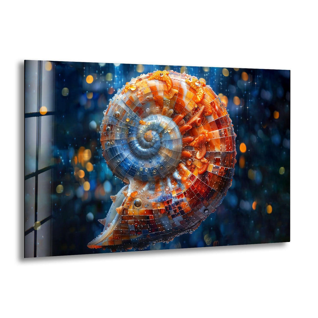 Brightly Colored Shell Glass Wall Artglass art painting, glass art for the Wall