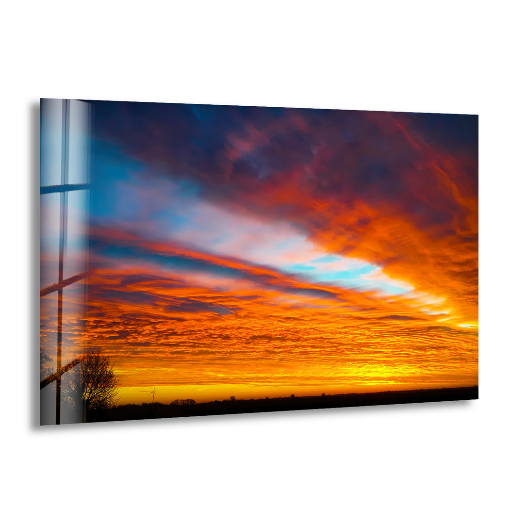 Sunset Orange Landscape Glass Wall Art glass image printing, glass prints from photos