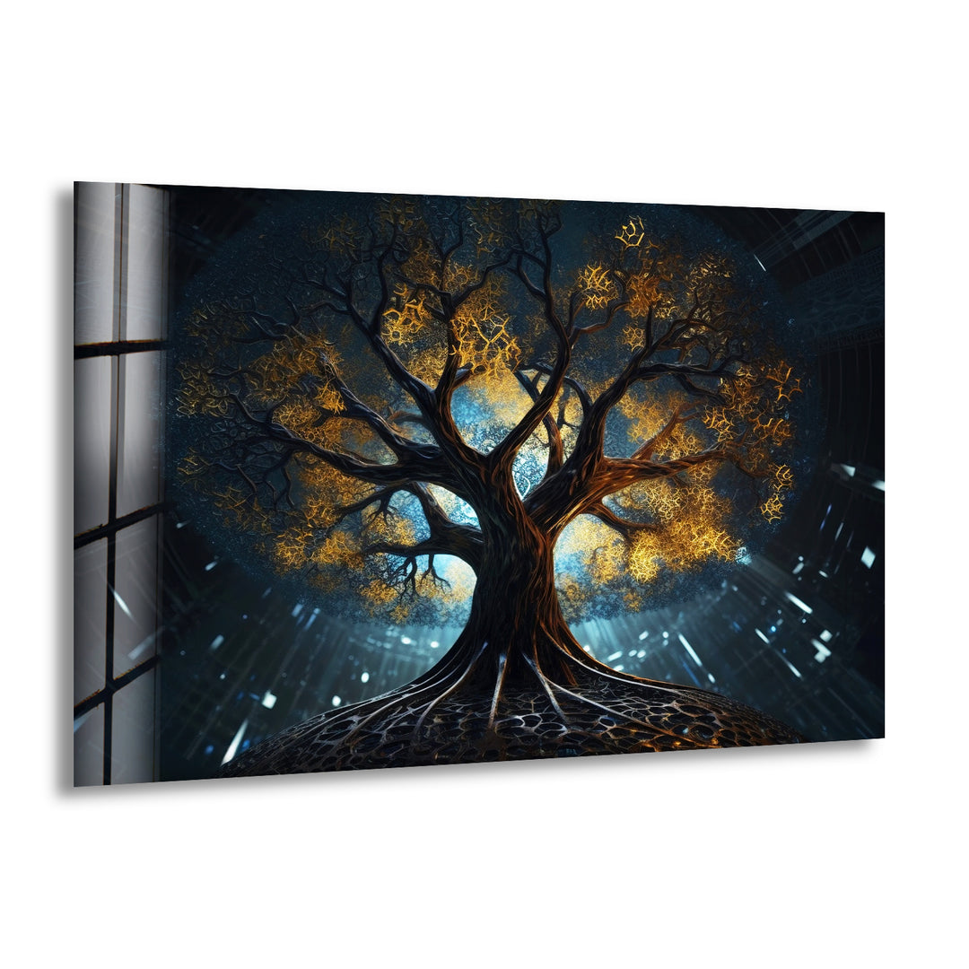 Glowing Magic Tree Glass Wall Art Glass Printing Wall Art, Print photos on glass