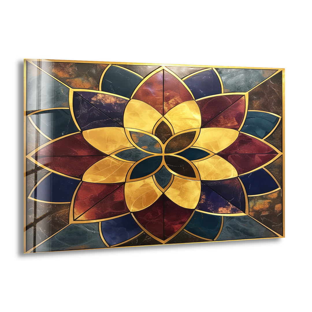 Marble Lotus Flower Glass Wall Art stained glass wall art, stained glass wall decor