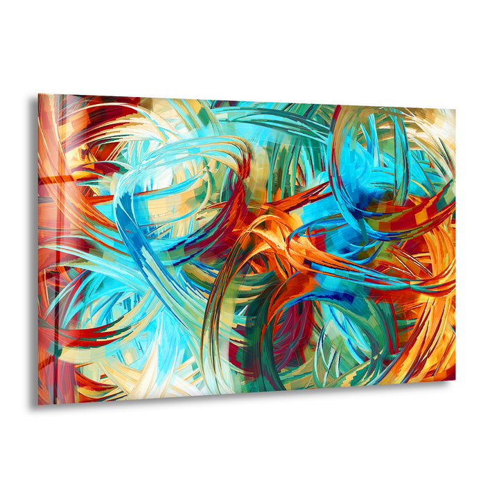 Brightly Blue Abstract Painting Glass Wall Art glass pictures for Wall, glass prints wall art
